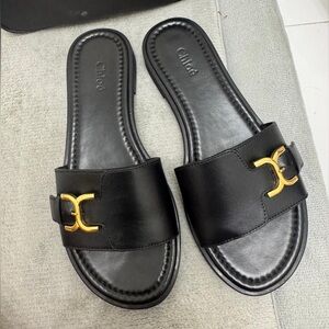 LIKE NEW Chloe Marcie leather slide sandals size 38 black